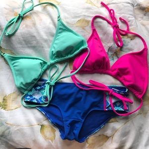 Pink and Blue Swim Tops and Bottom Bikini